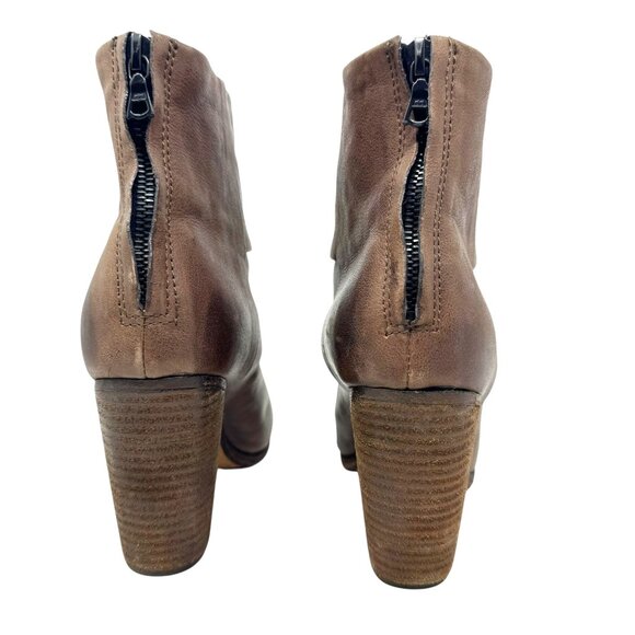 RAG & BONE Newbury Brown Leather Back Zip Ankle Heel Boots Booties size 7 37 - Picture 8 of 11